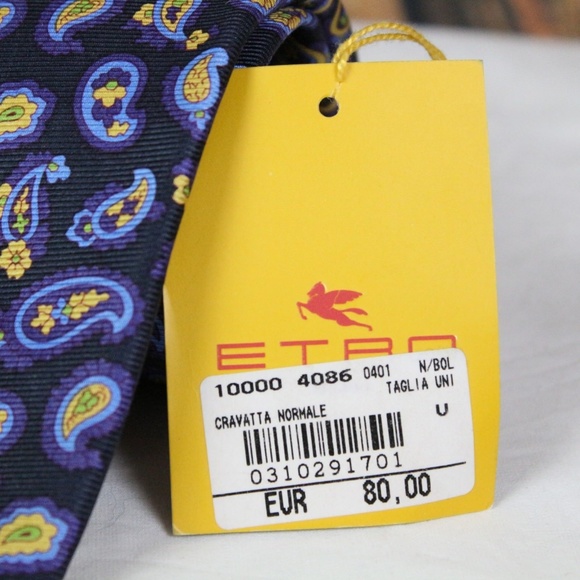 ETRO MILANO MEN'S TIE NEW 100% SILK MADE IN ITALY - Picture 4 of 8